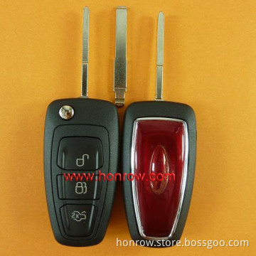 3 button remote flip key blank ( Red Color) for FORD FOCUS